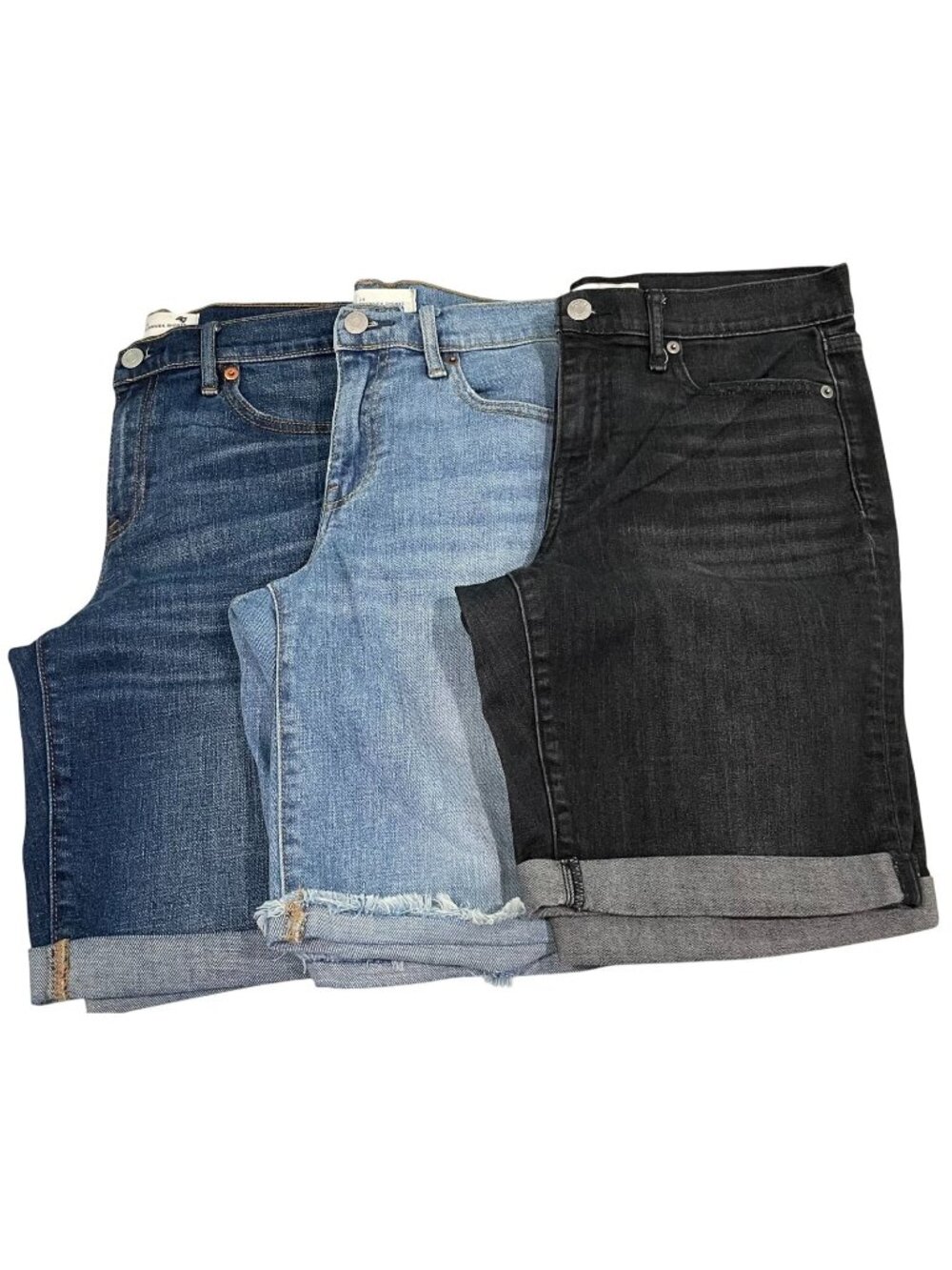 Lot of 3 Gap Bermuda Jean Shorts 28 Blue Black Roll Cuff Summer Indie Streetwear